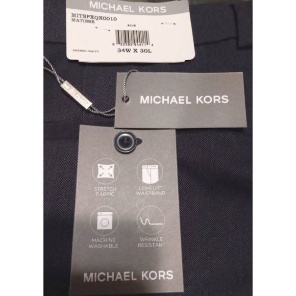 NWT Michael Kors Dark Blue Matisse Dress Trouser Pants Flat Front 34X30 - Picture 4 of 7